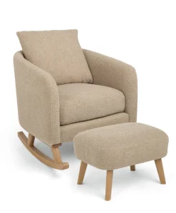 Alma Nursing Chair & Stool - Fawn Boucle