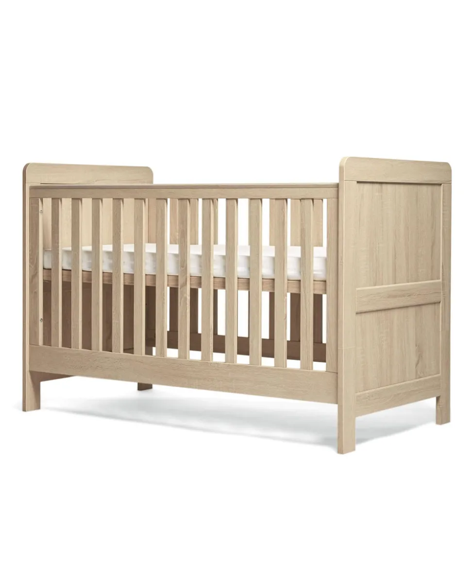 Atlas Cotbed & Luxury Hybrid Twin Mattress Bundle - Light Oak