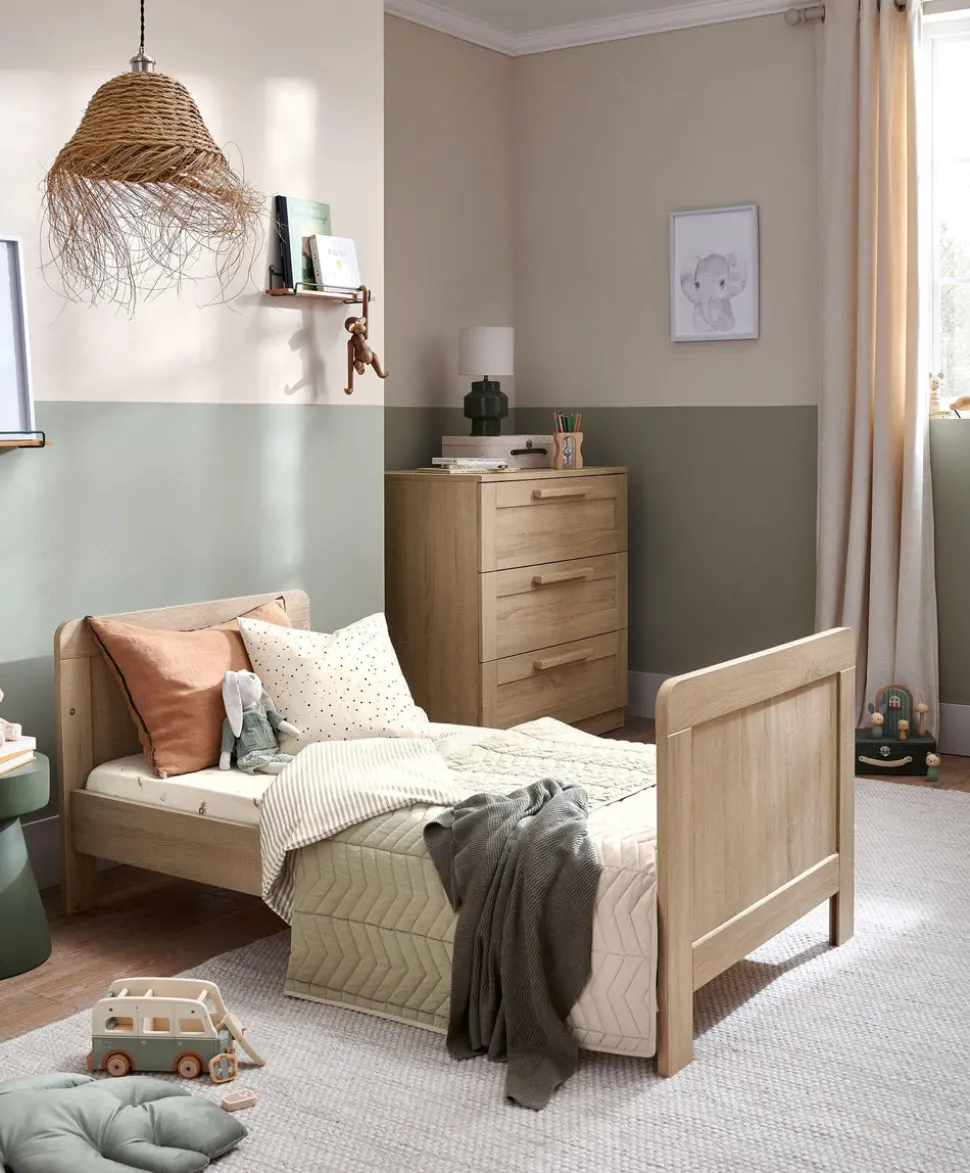 Atlas Cotbed & Luxury Hybrid Twin Mattress Bundle - Light Oak