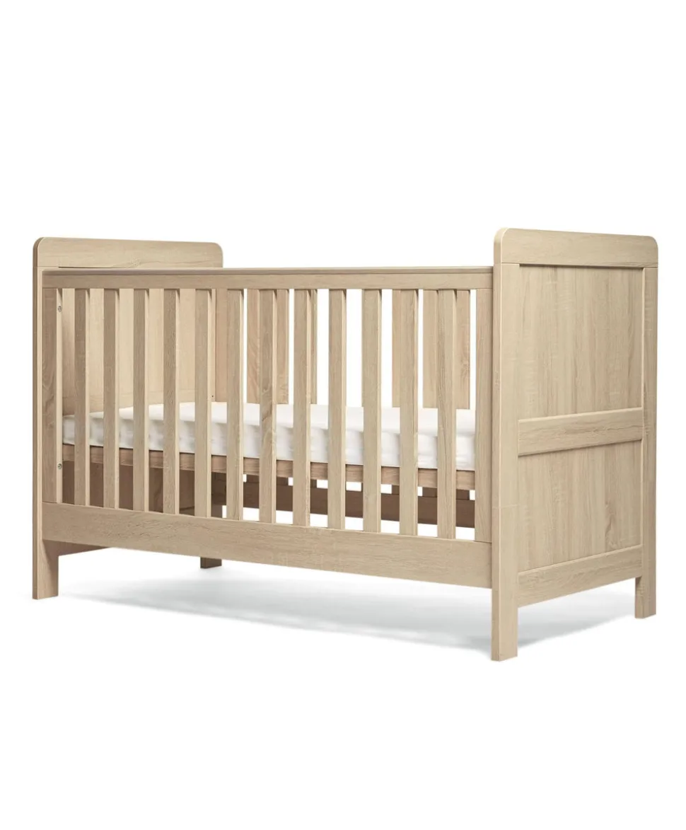 Atlas Cotbed & Luxury Hybrid Twin Mattress Bundle - Light Oak