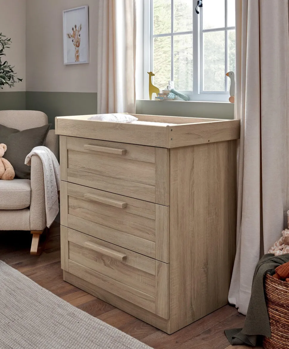 Atlas 2 Piece Small Cotbed Set with Dresser Changer - Light Oak