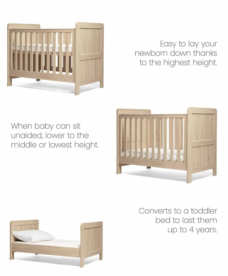 Atlas 2 Piece Small Cotbed Set with Dresser Changer - Light Oak