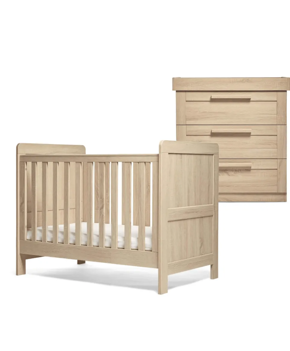 Atlas 2 Piece Small Cotbed Set with Dresser Changer - Light Oak