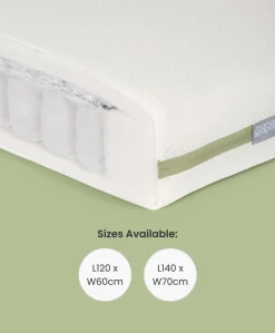 Atlas Small Cotbed Bundle with Premium Pocket Spring Small Cotbed & Cot Mattress - Light Oak