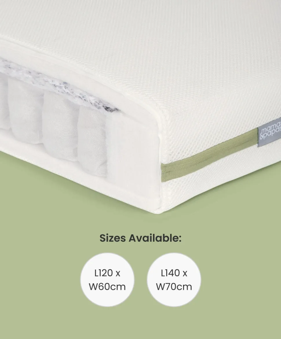 Atlas Small Cotbed Bundle with Premium Pocket Spring Small Cotbed & Cot Mattress - Light Oak