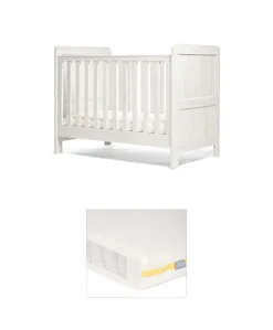 Atlas Small Cotbed Bundle with Essential Airflow Pocket Spring Small Cotbed & Cot Mattress - White