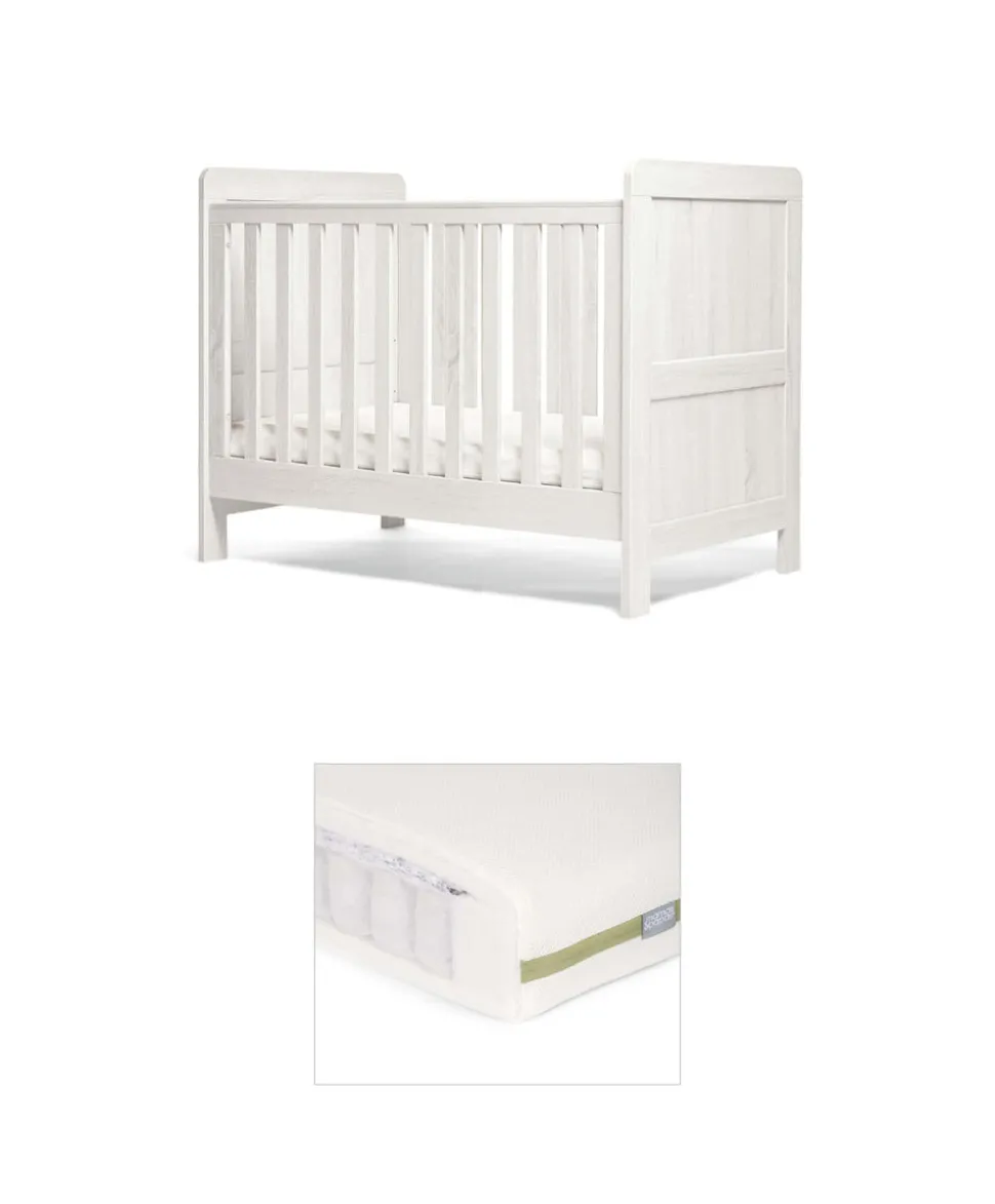 Atlas Small Cotbed Bundle with Premium Pocket Spring Small Cotbed & Cot Mattress - White