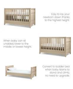 Barton Cotbed With Luxury Hybrid Twin Cotbed Mattress Bundle - Oak
