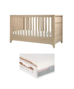 Barton Cotbed With Luxury Hybrid Twin Cotbed Mattress Bundle - Oak