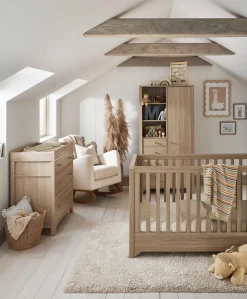 Barton Nursery Bundle With Lua Bedside Crib (6 Piece) - Oak