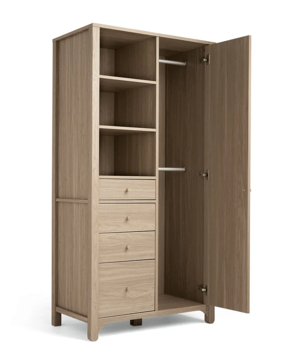 Barton Nursery Bundle With Lua Bedside Crib (6 Piece) - Oak