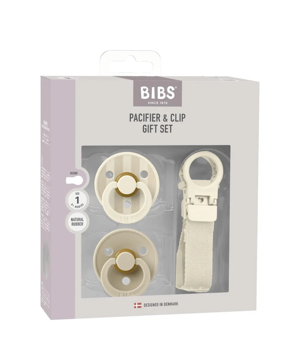 BIBS Pacifier & Loop Clip Gift Set - Vanilla