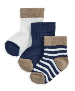 Blue Ribbed Socks (Pack of 3)