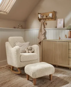 Bowdon Nursing Chair & Footstool Set - Snow Teddy