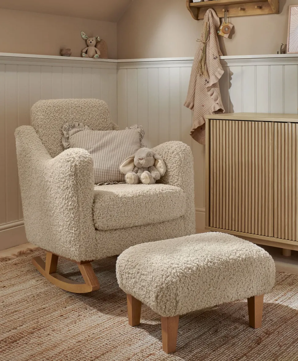 Bowdon Nursing Chair & Footstool Set - Biscuit Teddy