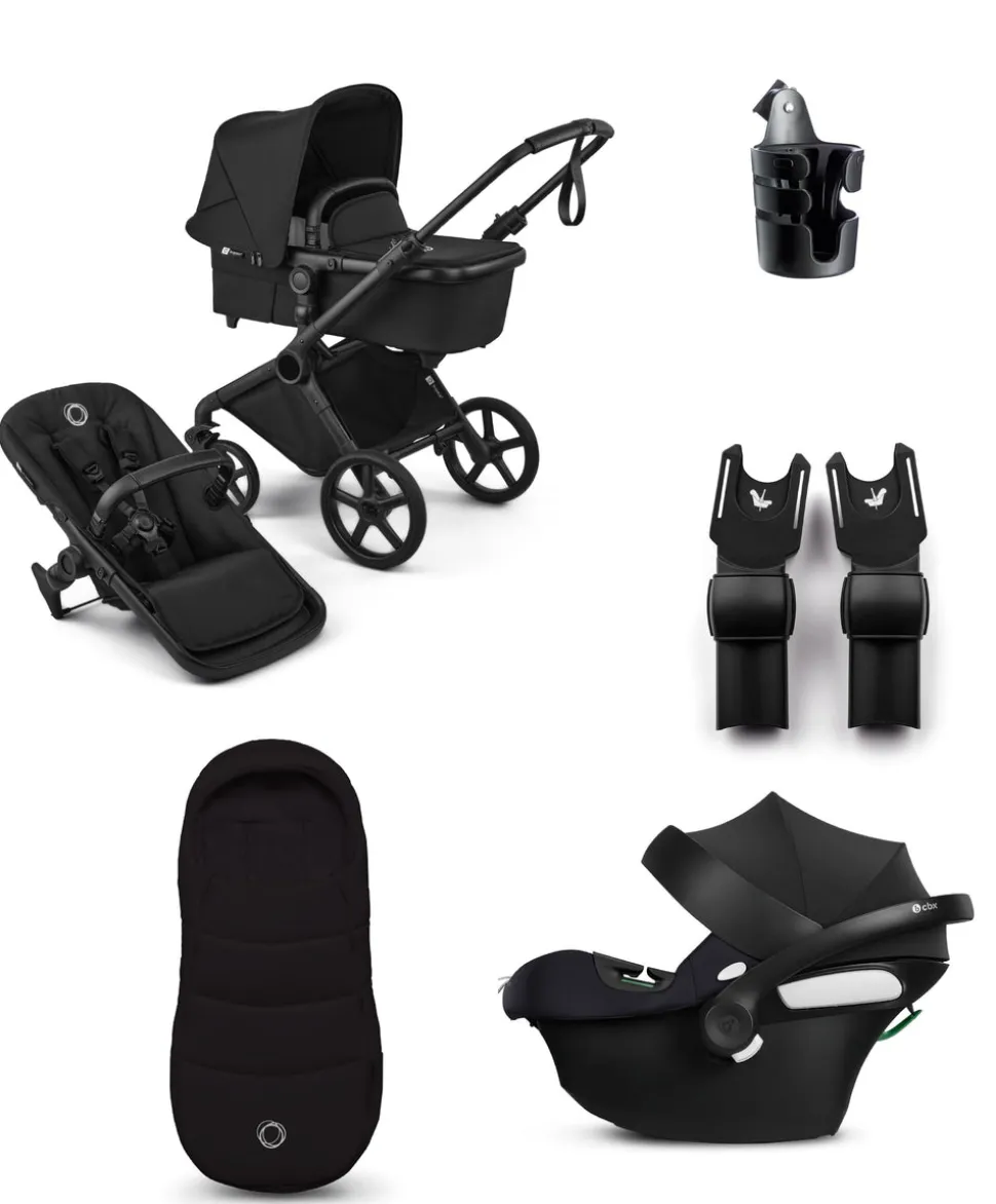 Bugaboo Cub Essential Pushchair Bundle With Cybex Aton B2 i-Size Baby Car Seat - Heritage Black