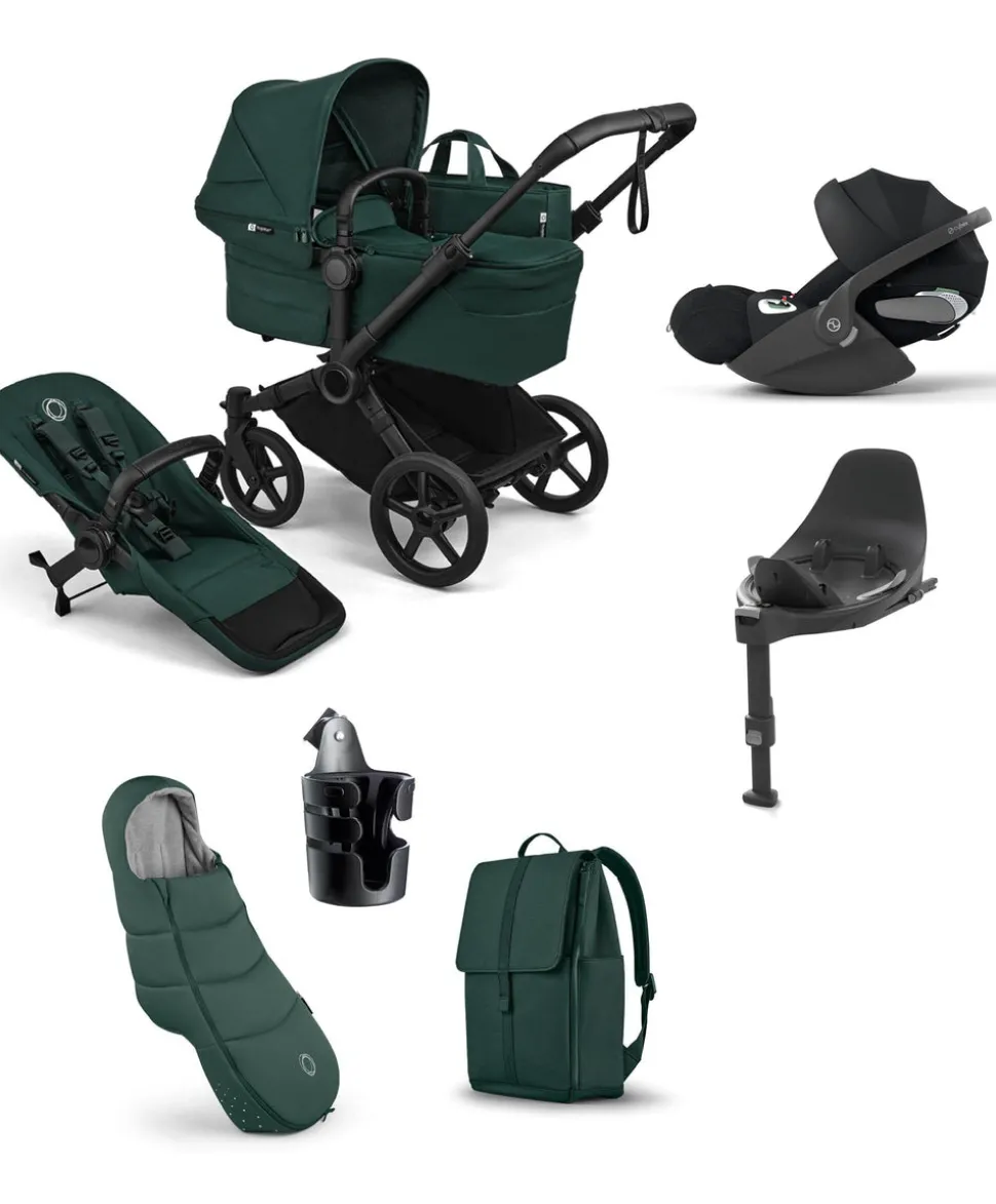 Bugaboo Donkey 6 Mono Ultimate Pushchair Bundle With Cybex Cloud T+ Car Seat & Base (7 Pieces) - Fern Green
