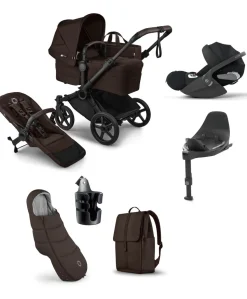 Bugaboo Donkey 6 Single Ultimate Bundle With Cybex Cloud T+ Car Seat & Base (7 Pieces) - Cocoa Brown