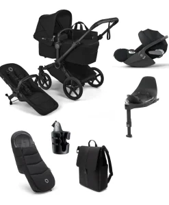 Bugaboo Donkey 6 Single Ultimate Pushchair Bundle With Cybex Cloud T+ Car Seat & Base (7 Pieces) - Heritage Black