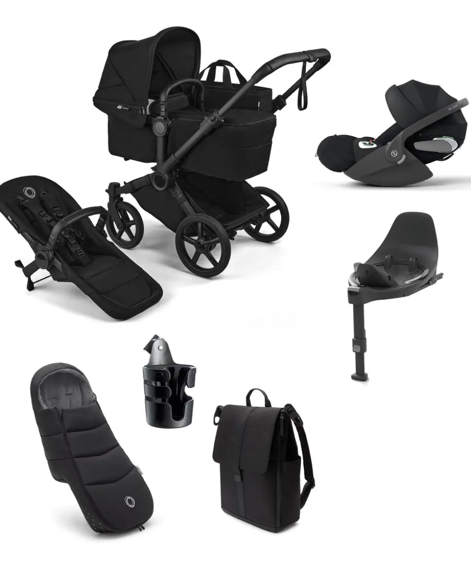 Bugaboo Donkey 6 Single Ultimate Pushchair Bundle With Cybex Cloud T+ Car Seat & Base (7 Pieces) - Heritage Black