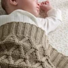 Cable Knit Blanket - Welcome to the World Seedling - Mocha