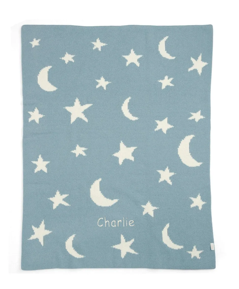 Chenille Blanket - Blue Moon/Star