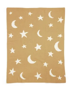 Chenille Blanket - Mustard Moon/Star