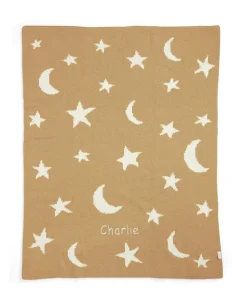 Chenille Blanket - Mustard Moon/Star