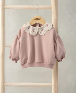 Cherry Knitted Collar Sweatshirt
