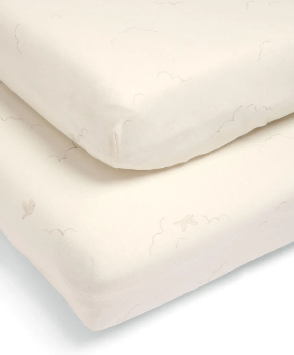 Cotbed Fitted Sheets (2 pack) Welcome to the World Duckling - Cream