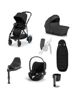 Cybex e-Gazelle S Electric Pushchair Bundle With Cybex Cloud T i-Size + Baby Car Seat & Base (7 Pieces) - Black