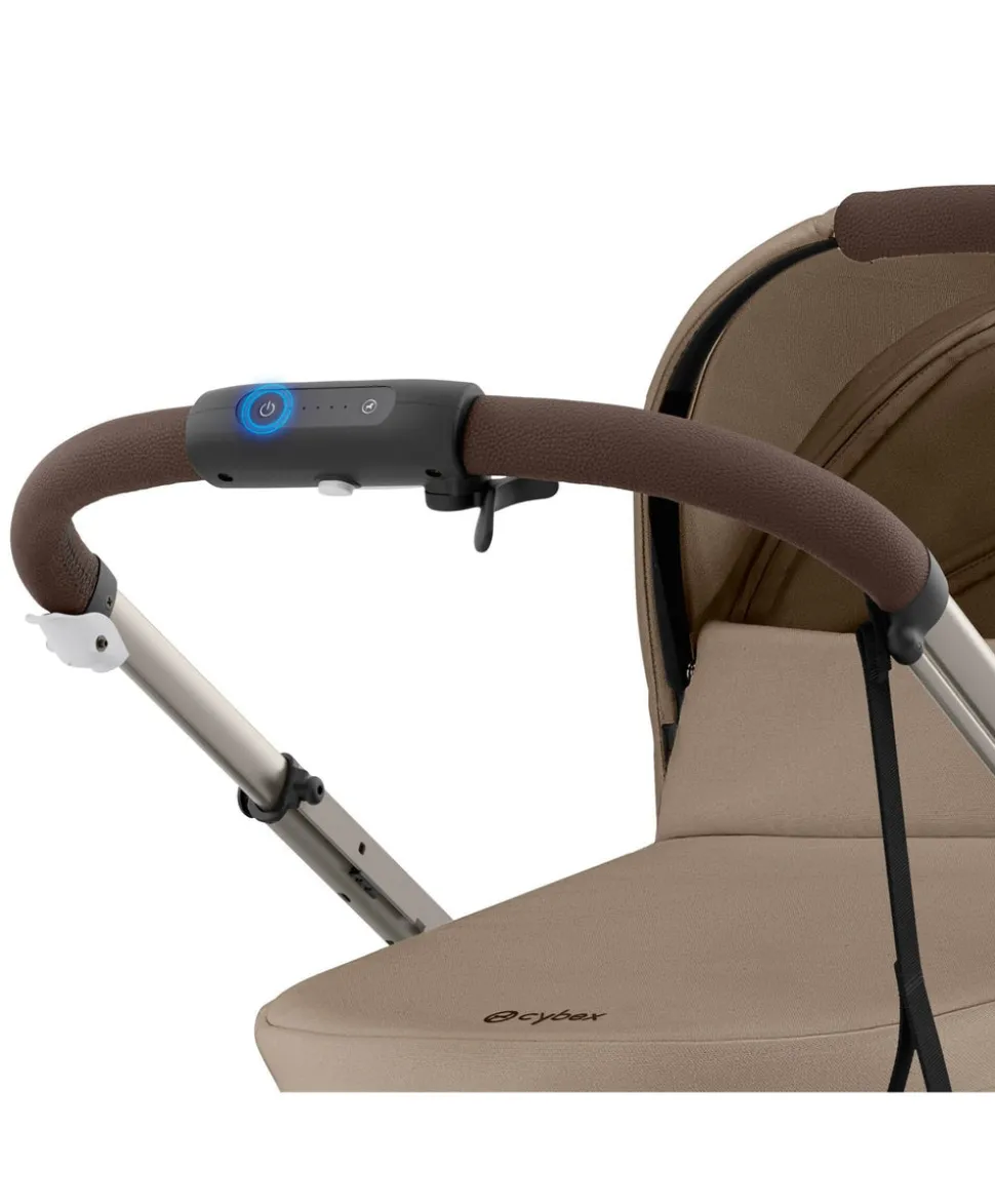 Cybex e-Gazelle S Electric Single to Double Pushchair Bundle with Cybex Cloud T+ i-Size Rotating Car Seat (7 Pieces) - Almond Beige/ Cozy Beige