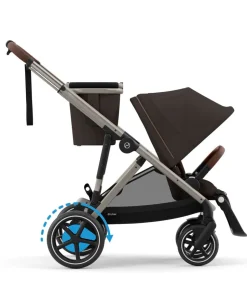 Cybex e-Gazelle S Electric Single to Double Pushchair Bundle with Cybex Cloud T+ i-Size Rotating Car Seat (7 Pieces) - Chocolate Brown
