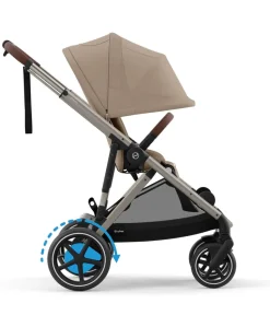 Cybex e-Gazelle S Electric Single to Double Pushchair Bundle with Cybex Cloud T+ i-Size Rotating Car Seat (7 Pieces) - Almond Beige