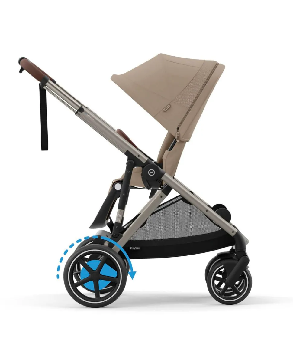 Cybex e-Gazelle S Electric Single to Double Pushchair Bundle with Cybex Cloud T i-Size Rotating Car Seat (7 Pieces) - Almond Beige