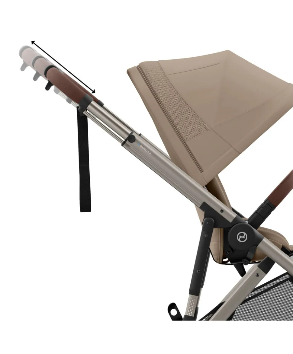 Cybex e-Gazelle S Electric Single to Double Pushchair Bundle with Cybex Cloud T i-Size Rotating Car Seat (7 Pieces) - Almond Beige