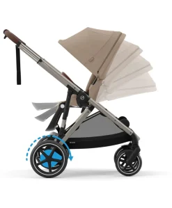 Cybex e-Gazelle S Electric Single to Double Pushchair Bundle (5 Pieces) - Almond Beige