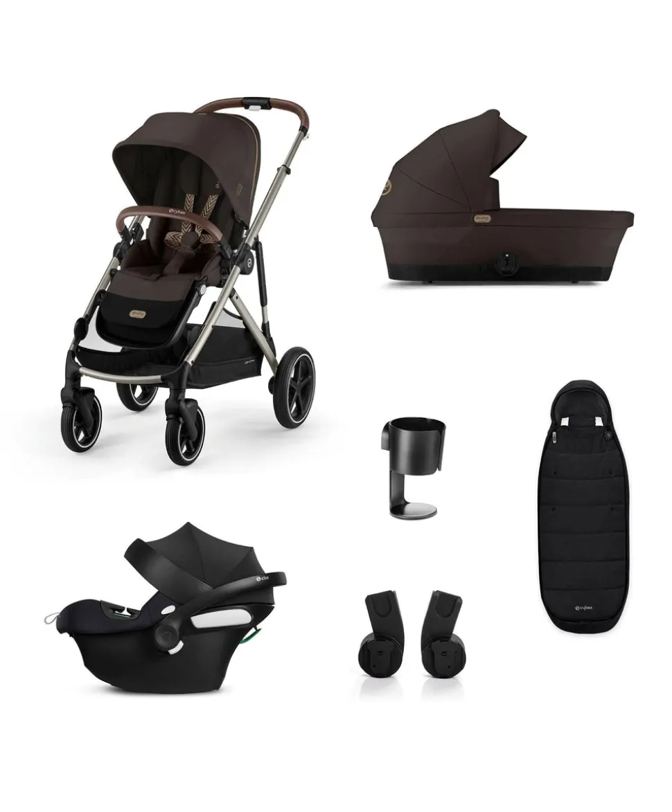 Cybex Gazelle S Pushchair Bundle with Cybex Aton B2 i-Size Car Seat & Base (6 Pieces) – Chocolate Brown