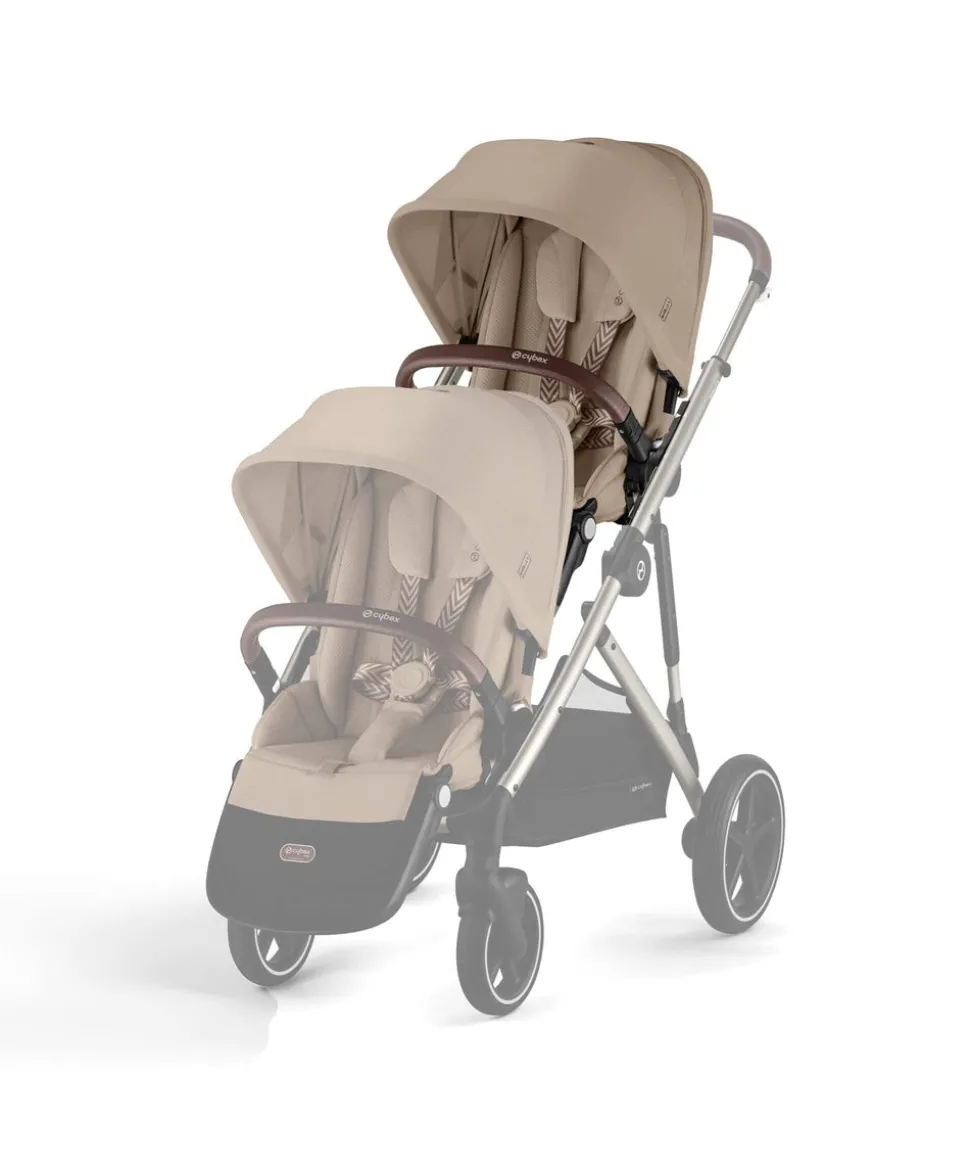 Cybex Gazelle S Twin Pushchair Bundle with Cybex Cloud T i-Size Rotating Baby Car Seat & Base (16 Pieces)- Almond Beige