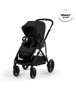 Cybex Gazelle S Twin Pushchair Bundle with Cybex Cloud T i-Size Rotating Baby Car Seat & Base (16 Pieces) - Moon Black