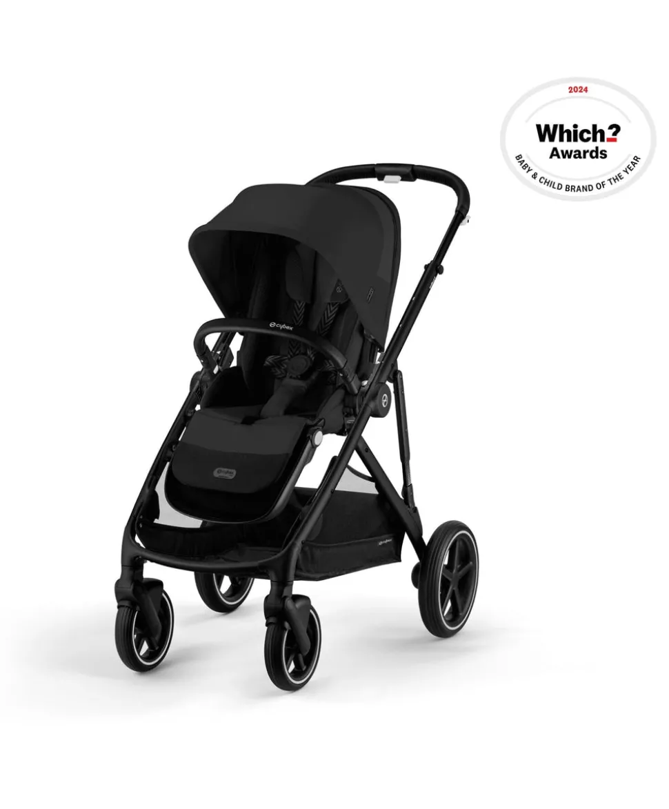 Cybex Gazelle S Twin Pushchair Bundle with Cybex Cloud T i-Size Rotating Baby Car Seat & Base (16 Pieces) - Moon Black