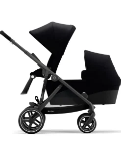 Cybex Gazelle S Twin Pushchair Bundle with Cybex Cloud T i-Size Rotating Baby Car Seat & Base (16 Pieces) - Moon Black