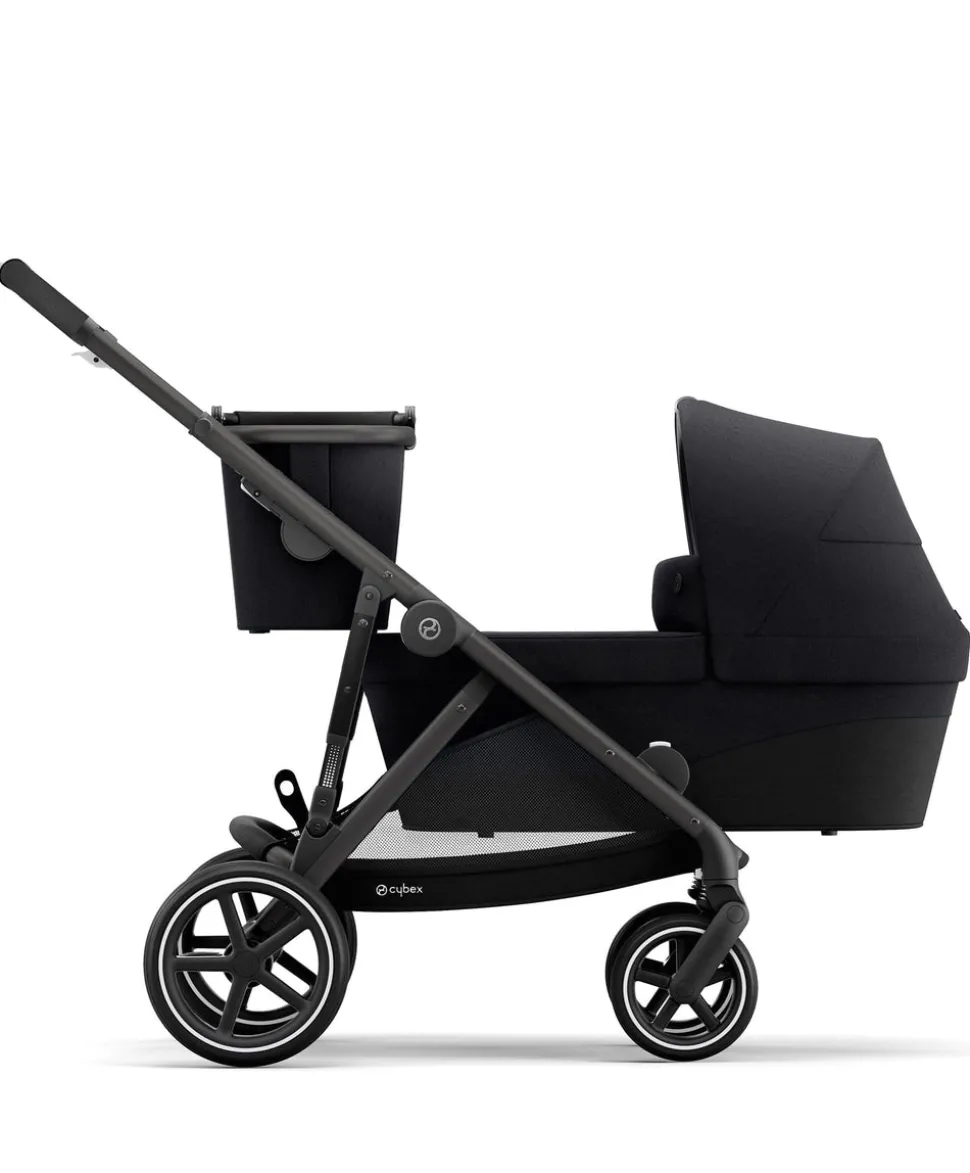 Cybex Gazelle S Twin Pushchair Bundle with Cybex Cloud T i-Size Rotating Baby Car Seat & Base (16 Pieces) - Moon Black