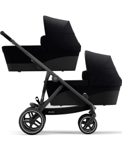 Cybex Gazelle S Twin Pushchair Bundle with Cybex Cloud T i-Size Rotating Baby Car Seat & Base (16 Pieces) - Moon Black