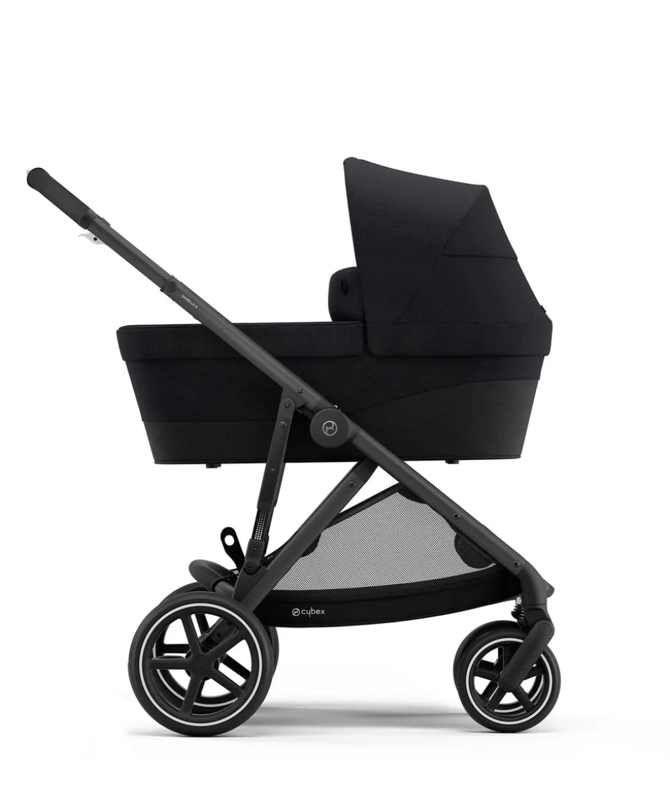 Cybex Gazelle S Twin Pushchair Bundle with Cybex Cloud T i-Size Rotating Baby Car Seat & Base (16 Pieces) - Moon Black