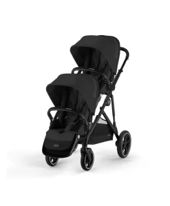 Cybex Gazelle S Twin Pushchair Bundle with Cybex Cloud T i-Size Rotating Baby Car Seat & Base (16 Pieces) - Moon Black