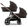 Cybex Gazelle S Twin Pushchair Bundle with Cybex Cloud T i-Size Rotating Baby Car Seat & Base (16 Pieces)- Chocolate Brown