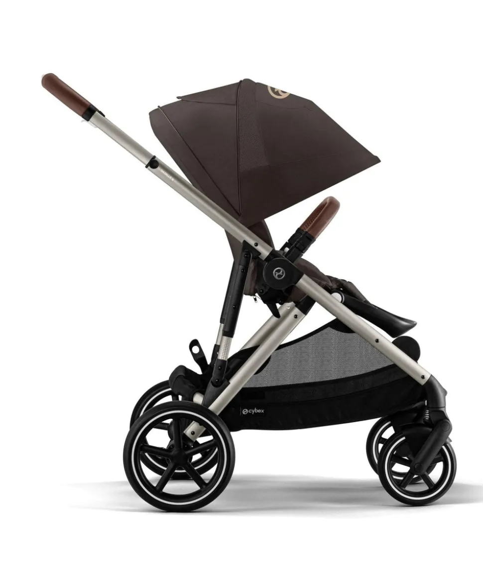Cybex Gazelle S Twin Pushchair Bundle with Cybex Cloud T i-Size Rotating Baby Car Seat & Base (16 Pieces)- Chocolate Brown