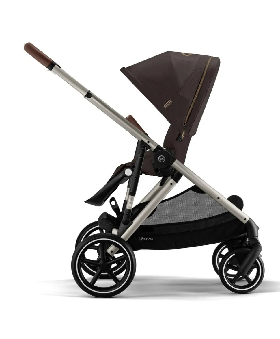 Cybex Gazelle S Twin Pushchair Bundle with Cybex Cloud T i-Size Rotating Baby Car Seat & Base (16 Pieces)- Chocolate Brown