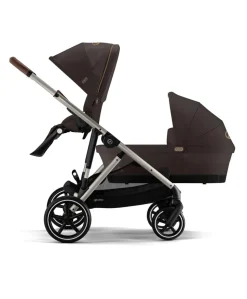 Cybex Gazelle S Twin Pushchair Bundle with Cybex Cloud T i-Size Rotating Baby Car Seat & Base (16 Pieces)- Chocolate Brown